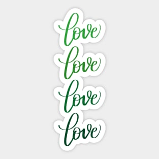 Love in Modern Calligraphy in Green Sticker